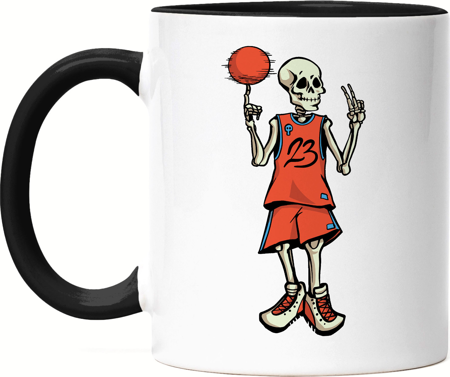 Hey!Print Basketball Tasse Schwarz Sport Mannschaft Spieler Basket Korb Teamsport Gewinner Ballsport Jersey Team Mannschaftssport HP-1787-T-Schwarz