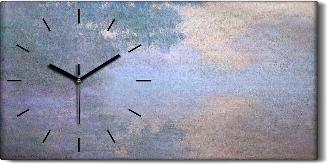 coloray Wandkunst Leinwand Bild Uhr Geräuschlos Kunstdruck 60x30 Vormittag an der Seine - schwarze Hände 60x30-547237-c