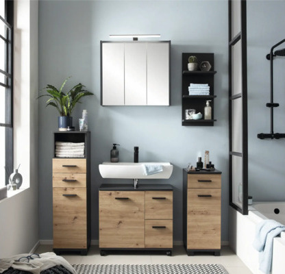 Hochschrank Möbelpartner Palermo BxHxT 30.3x180.9x32.6 cm artisan eiche/anthrazit 157661