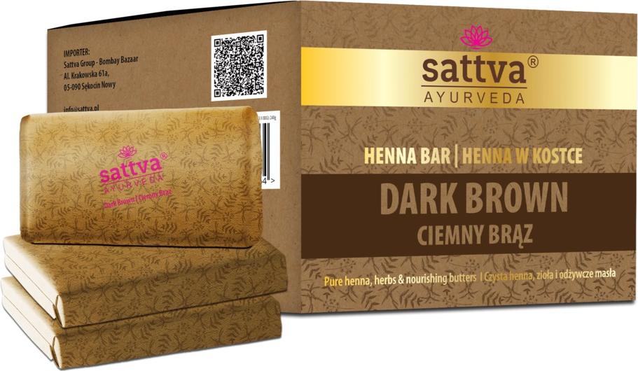 Sattva Group Sattva Ayurveda Henna w kostce Dark Brown, 3 x 80 g