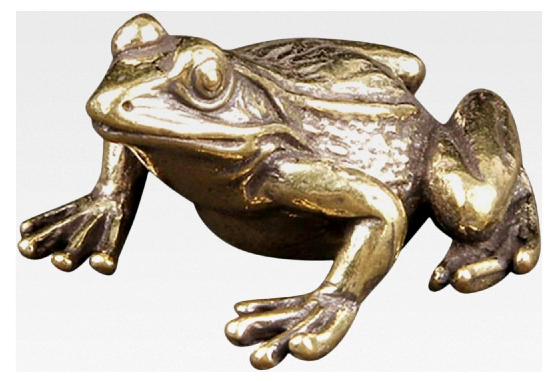 Markenlos Messing Frosch Skulptur Tischdeko 1,5 Zoll Bronze Tea Pet Ornament Mini Bürobriefbeschwerer im chinesischen Stil