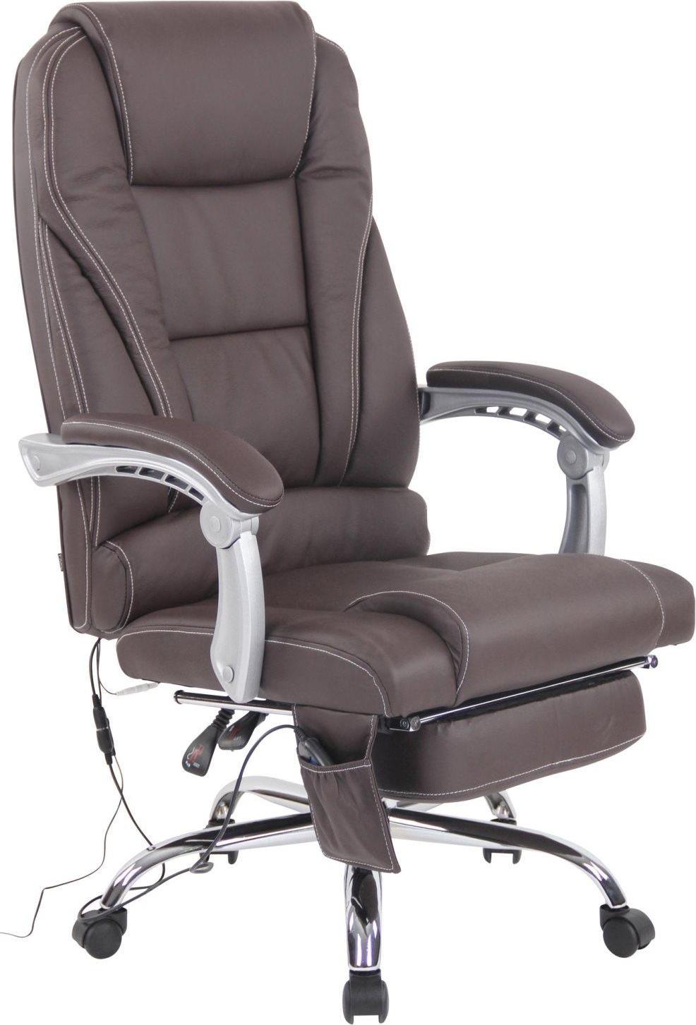 Ergonomické masážne kreslo - kancelárske kreslo - s masážnou funkciou a nastaviteľnou opierkou na nohy | Farba: hnedá