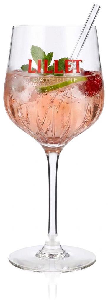 Original Lillet Signature Glas 0,45l Aperitif Weinglas mit Eichstrich und edlem Glasrelief-Design