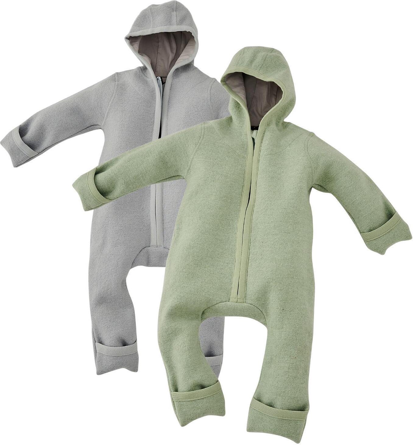 ALAVYA HOME Walkoverall Bio-Schurwolle - Khaki + Grau - 2er Set 74/80
