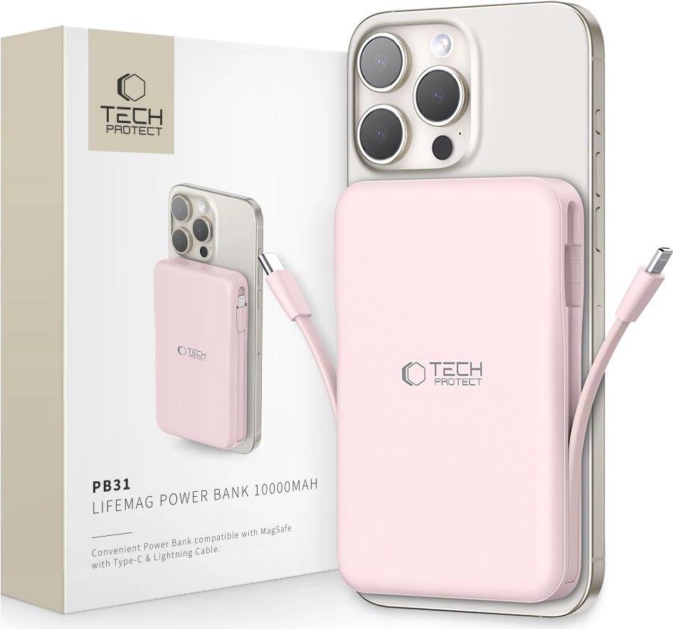 Powerbank Tech-Protect Pb31 Lifemag Magsafe 10000 Mah - Rosa