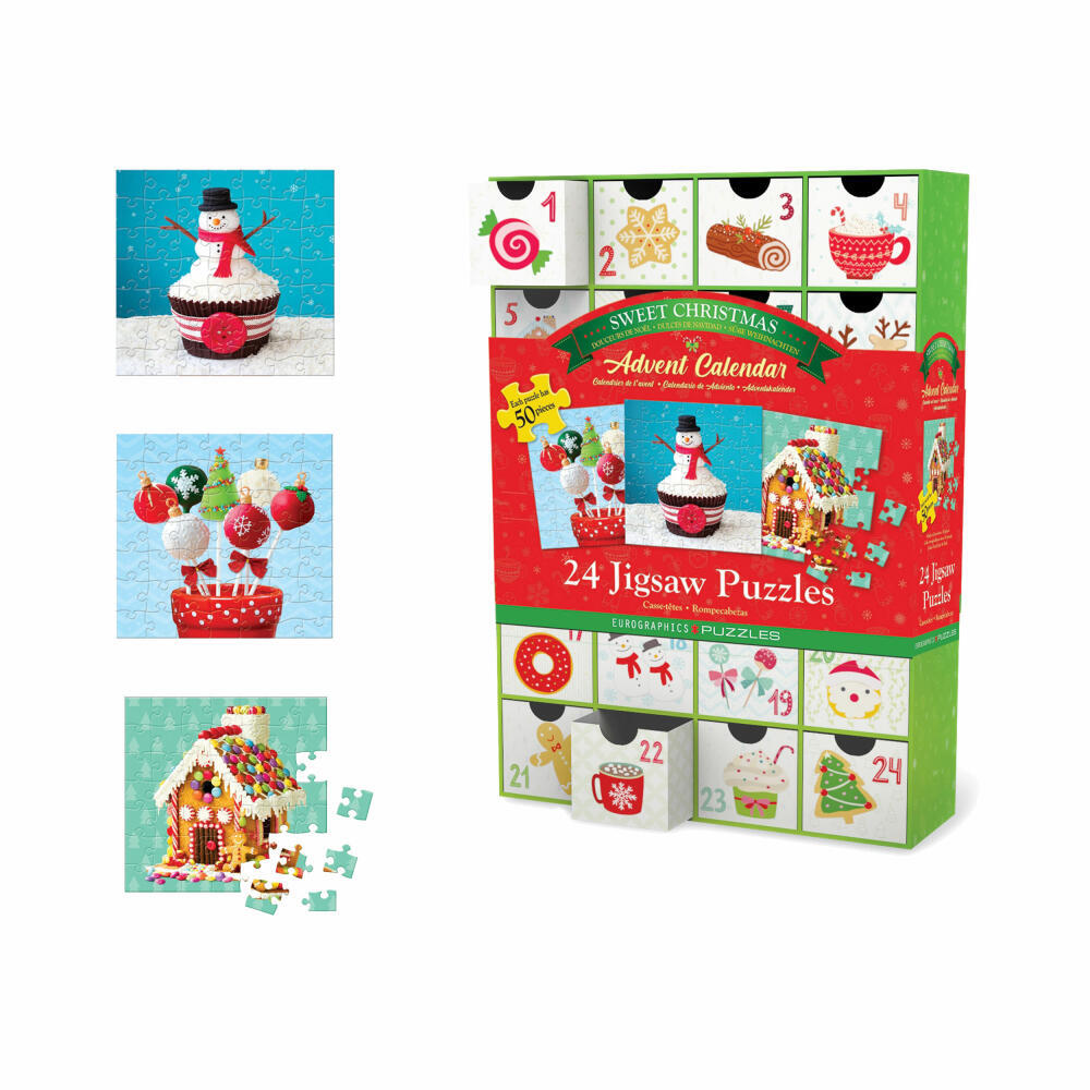 EUROGRAPHICS Adventný kalendár puzzle: Sladké Vianoce 24x50 dielikov
