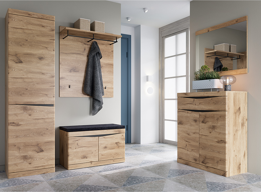 Lomadox Garderoben Set 5-teilig modern in Eiche TRIPOLI-129 LA129-TRIPOLI-129-SET2