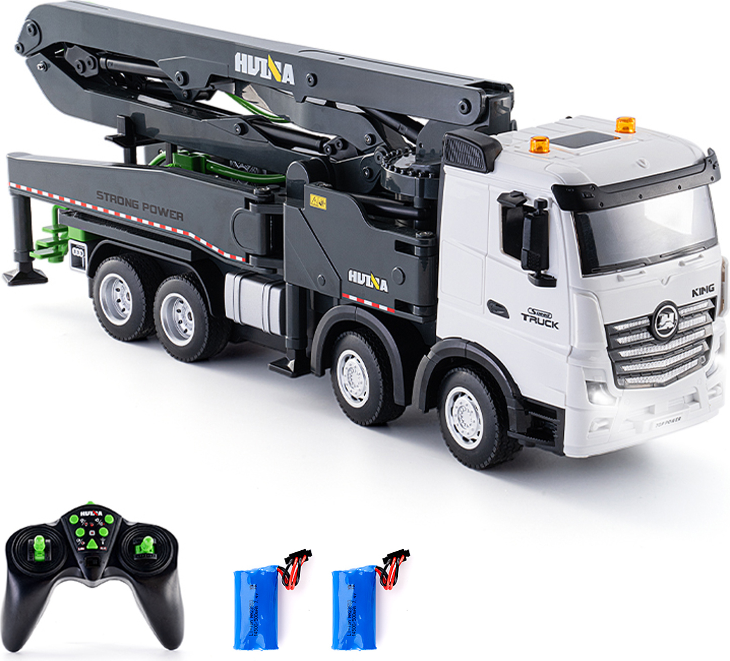 Lixada Betonpumpen-LKW-Spielzeug, 2,4-G-Fernbedienung, Baufahrzeuge aus Druckguss mit funktionierender Wasserpumpe, Lichtern und Geraeuschen fuer Jungen und Kinder