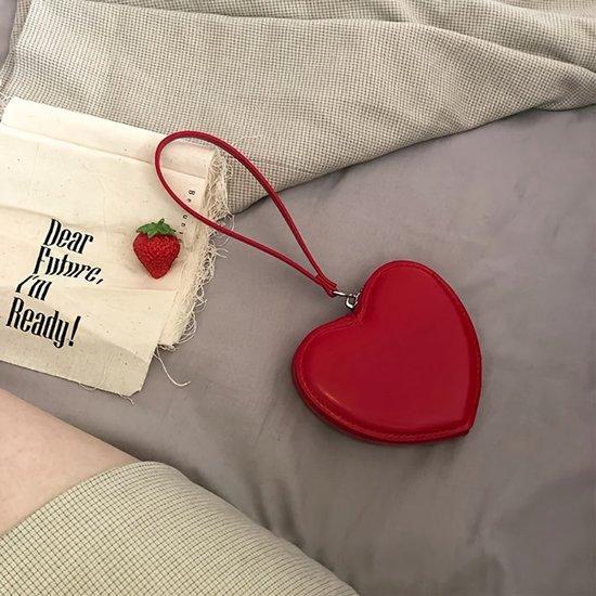OEM Rote Herzmünzhandtasche mit Kawaii-Design, inklusive Münzhalter und Armband (rot). 2026