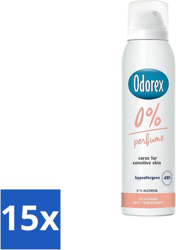 Odorex Deodorant Spray – 0 % parfümfrei – parfümfrei – 150 ml - Vorteilspack - 15 Stücke 8721415