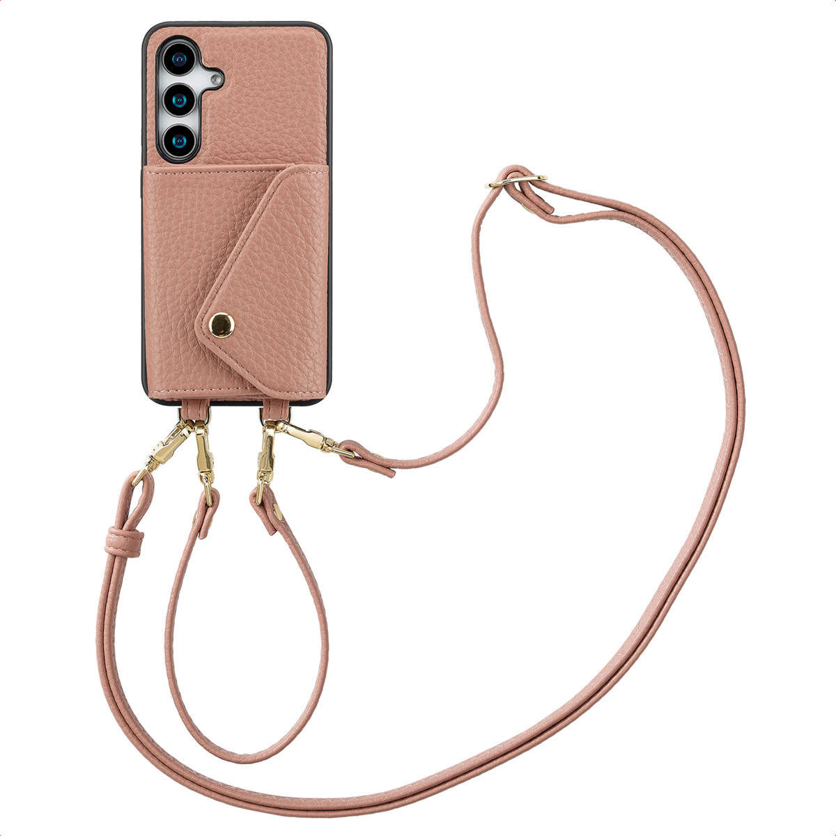 Selencia Sera Puzdro na telefón so šnúrou a obálkou na kartu pre Samsung Galaxy S24 / S25 - staroružové