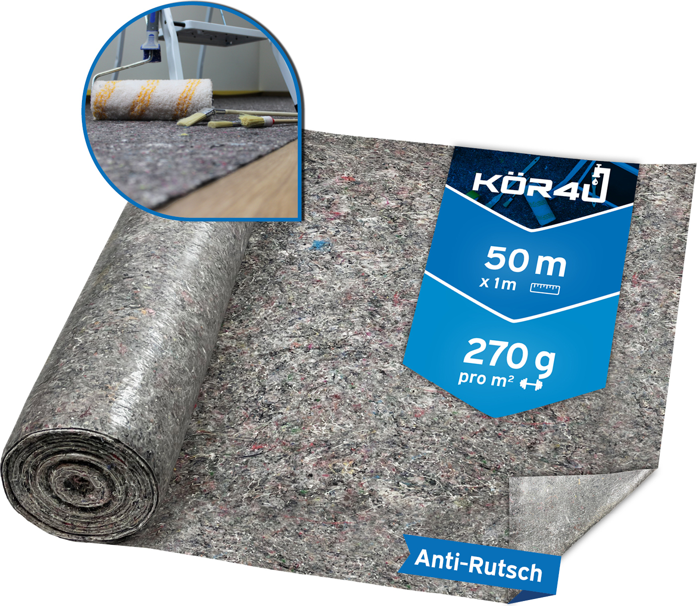 K&K Dichtungstechnik kör4u Abdeckvlies Malervlies 50m 270g K17440-006