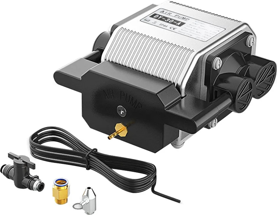 Laserom gravírovaná súprava vzduchového asistenta, maximálny prietok vzduchu 30 l/min, tichá prevádzka, dlhšie súpravy vzduchového asistenta