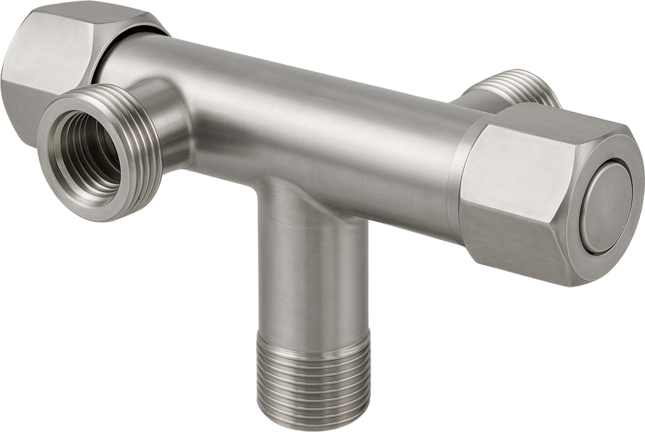 Balneo| Eckventil 3-Wege-Eckventil Edelstahl INOX silber 1/2 x 3/8 x 3/4 | Dreiwegeventil Eckventil mit drei Anschlüssen O0102010405