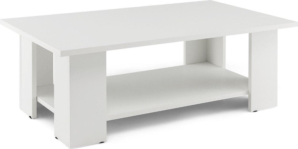 Northix 2 Ebenen Couchtisch aus Holz Beistelltisch bis zu 125kg Belastbar 90 x 52 x 32 cm Weiß