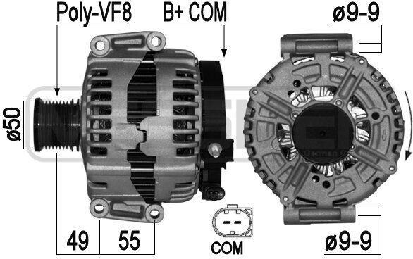 ERA 209039A Alternátor LiMa 220 A, 14 V, vhodný pre MERCEDES-BENZ trieda M (W164), limuzína triedy S (W221), trieda R (W251, V251), GL (X164)