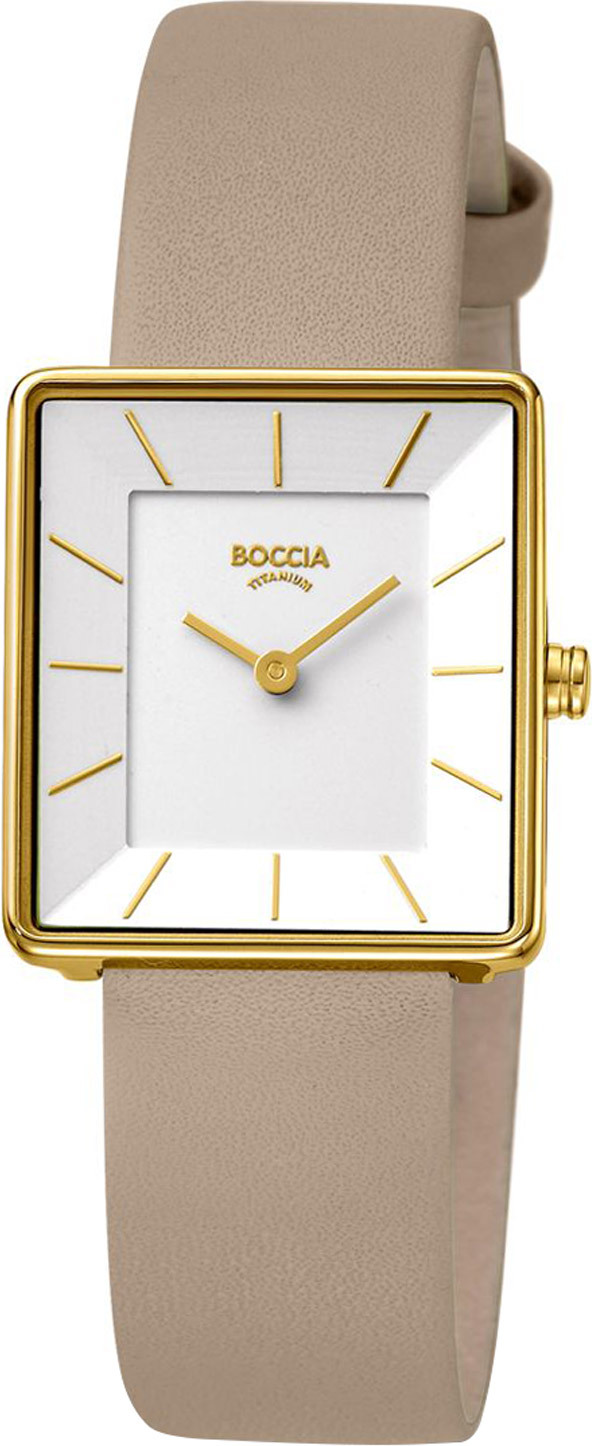 Boccia Damen Armbanduhr 3351-04 Trend Lederband, Titan, Goldplattiert