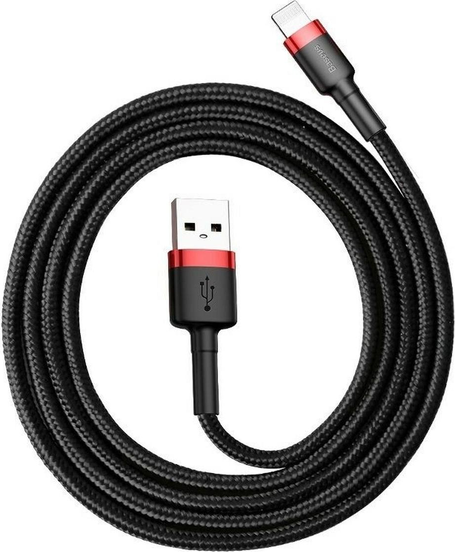 Baseus Cafule Kabel strapazierfhiges Nylonkabel USB / Lightning QC3.0 1.5A 2M schwarz-rot (CALKLF-C19)