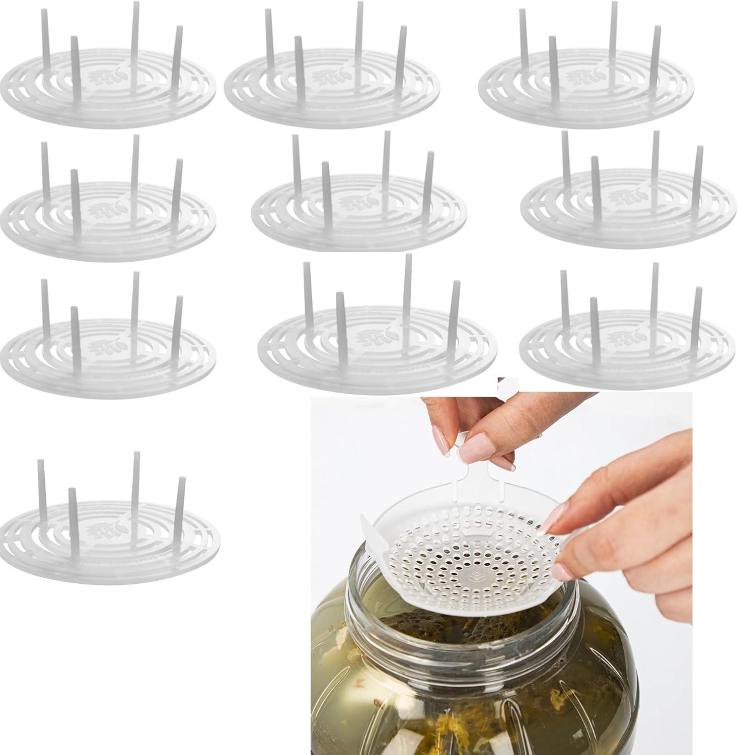 lilawelt24 10 x Gärsieb & Beschwerer Ø 66–82 mm – 2-in-1 Fermentationsgewicht für Einmachgläser