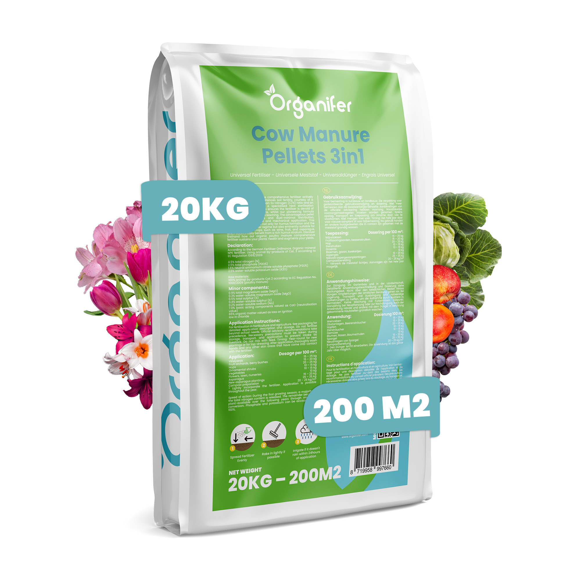 Kuhmistpellets 3in1 (20 kg - für 200 m2)- Organifer 27398