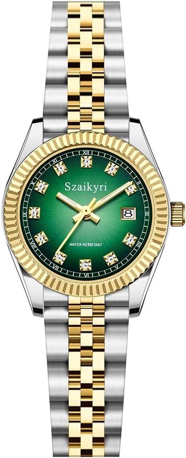 Szaikyri Watch Für Damen, Klassische Damenuhr mit Festem Rostfreien Stahlgürtel Wasserdicht Armbanduhr Damen Kalender Uhr für Damen Präzise Zeitmessung