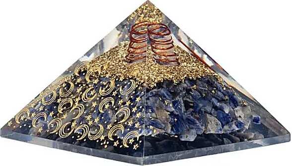 Bahadra Orgonit Pyramide Sodalith mit Mond und Sternen -- 7,5x7,5x5cm