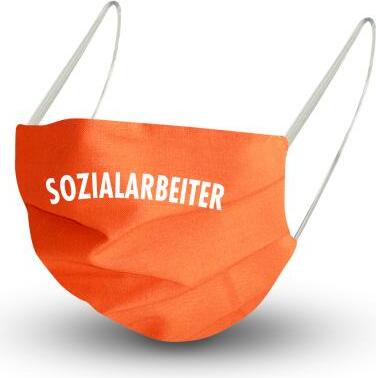 Fan-Omenal Baumwollmaske in ORANGE mit en Innenvlies - SOZIALARBEITER - 15873 + Gratiszugabe