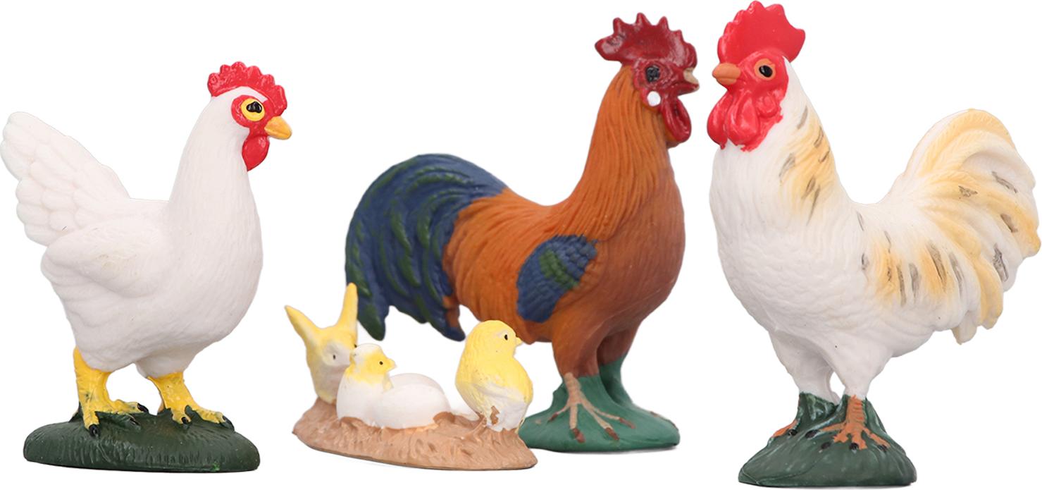 Gistuch 4PCS Simulierte Farmhähnchen -Figuren Set Rooster Hen Chicks Dekorationstiere für die Osterfeier