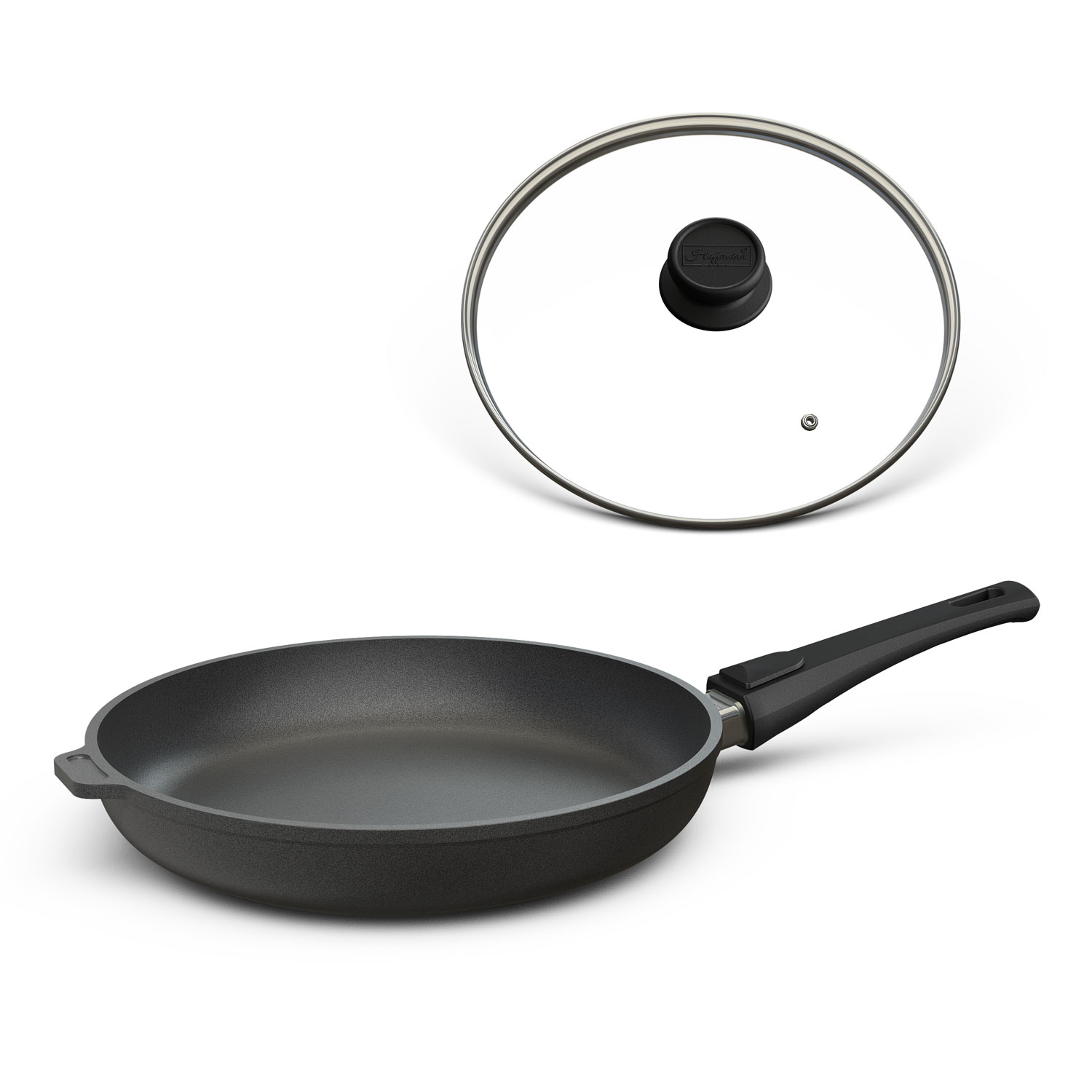 Hoffmann Germany Hoffmann TC Aluguss Bratpfanne 28 cm Induktion mit Deckel 4,5 cm Innenhöhe Antihaft