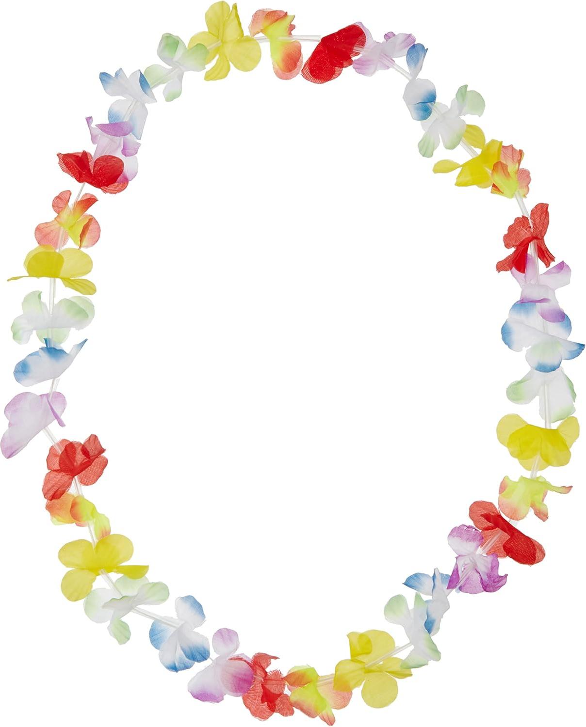 Markenlos 24-teilige Set Blumenketten - mehrfarbig und bunt - Hawaii-Kette mit Blumen