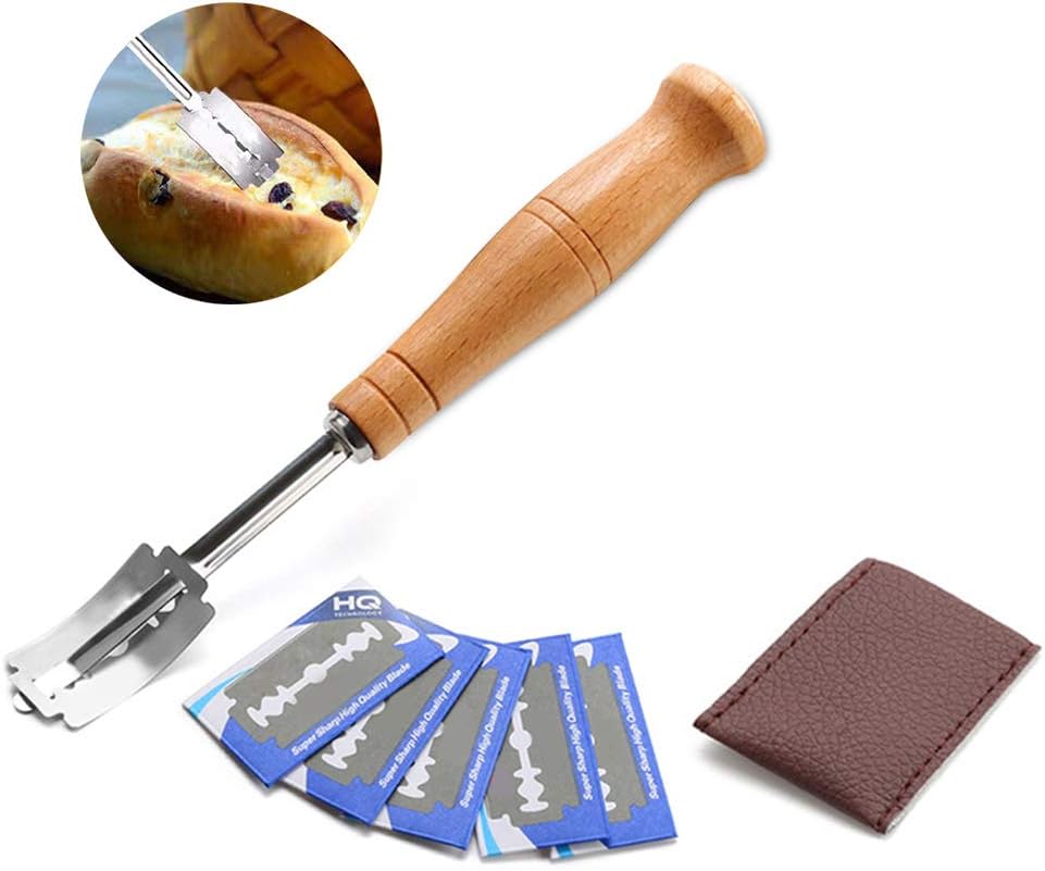 FeelGlad Bäckermesser, Bread Lame, Baguettemesser, Cutter Slashing Tool, Bäckermesser Teig, Baguettemesser mit 5 pcs Klingen für DIY Brotteig Backformen RLWQ-CLGMCHET-20230215-1254