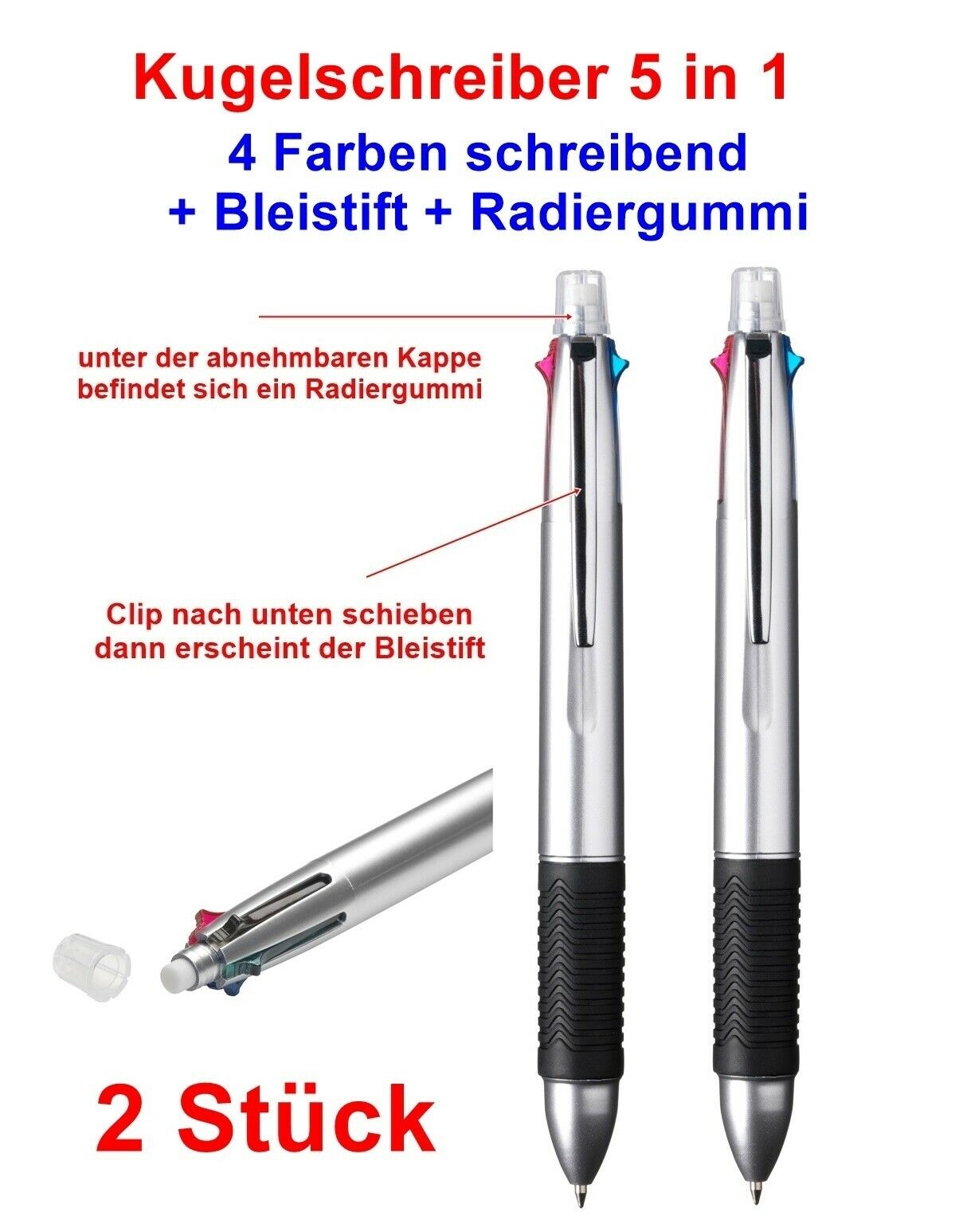 5 x BiC® Vierfarbkugelschreiber 4 Colours Bleistiftmine 3-Farb-Kugelschreiber 