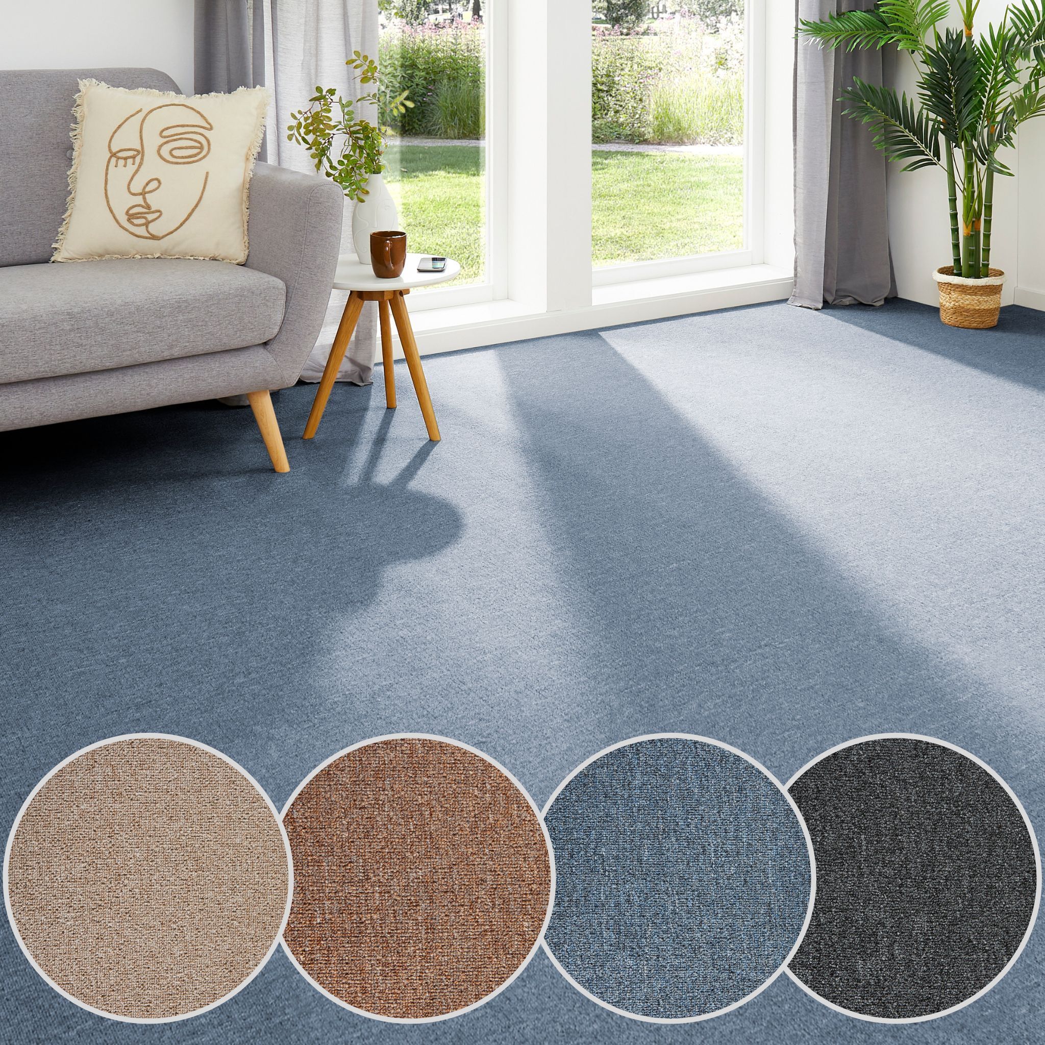 Teppichboden Auslegware Blau 200 x 300 cm Meterware