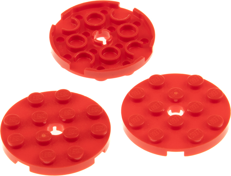 3x Lego stavebná doska okrúhla 4x4 červená s otvorom tehlový disk okrúhla doska 4515348 60474