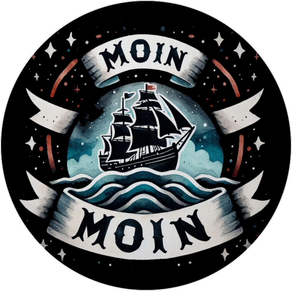 speecheese Segelschiff Moin Moin Magnet rund