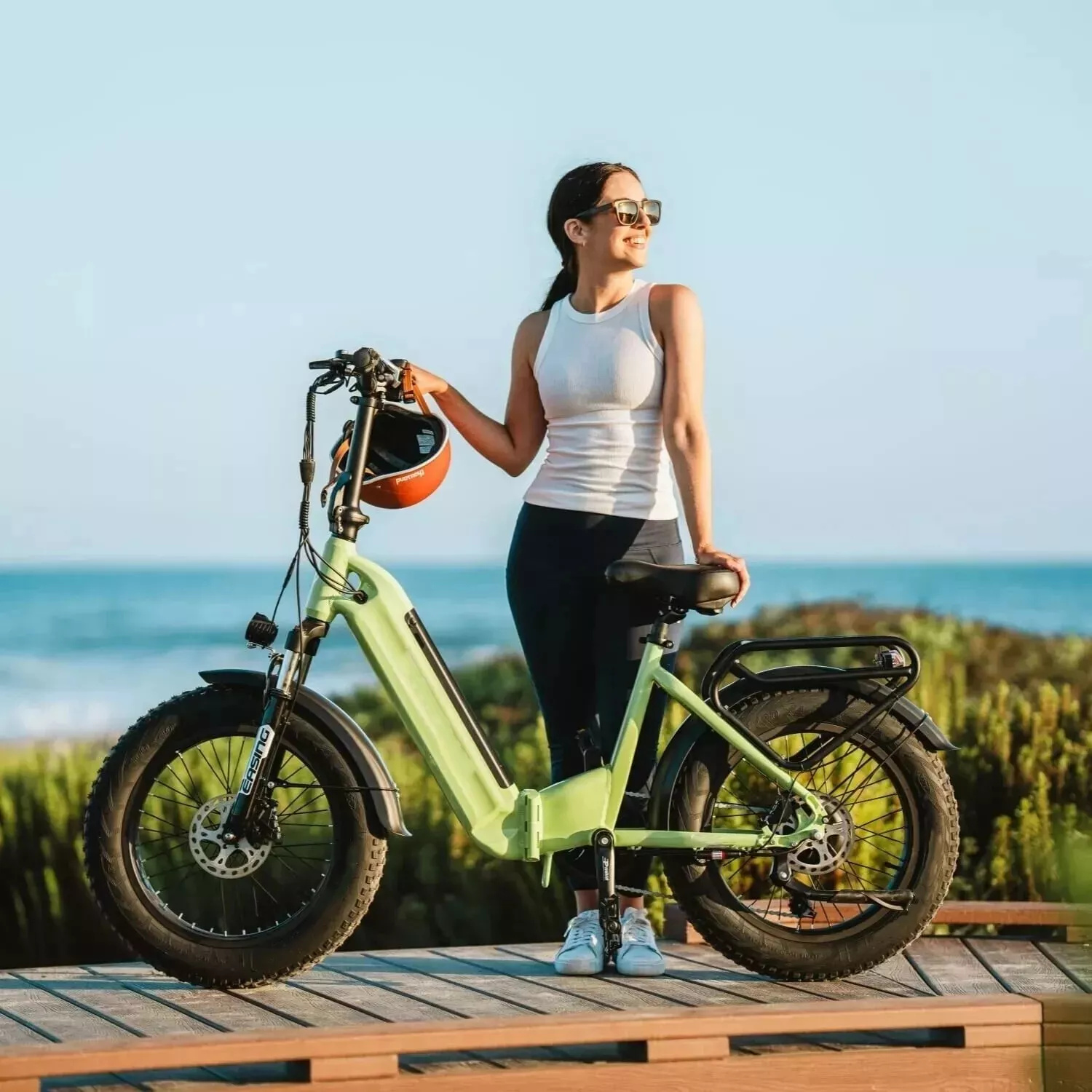 Skladací elektrický bicykel s 20-palcovými pneumatikami, motor 65 Nm 250 W, ľahká hliníková konštrukcia, dojazd až 100 km, 7-stupňová prevodovka Ebike muži ženy zelená