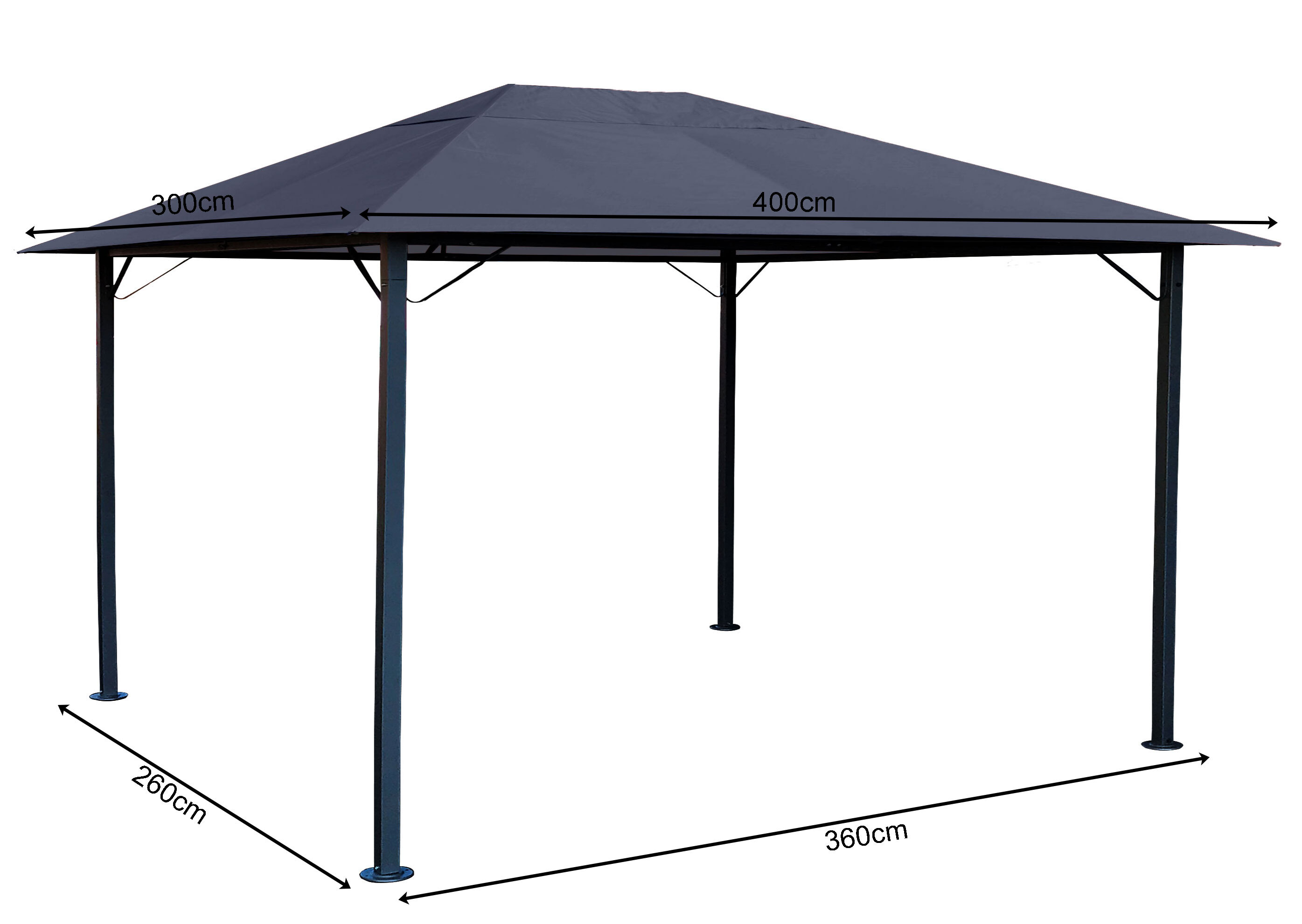 Metall Garten Pavillon Nizza 3x4m Grau RAL 7012