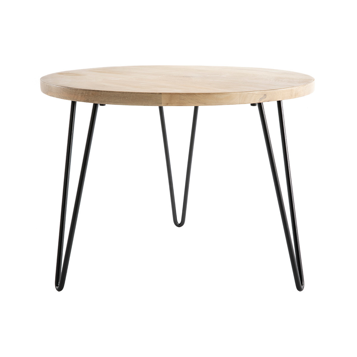Miliboo - Beistelltisch rund Mangoholz und Metall 60 x 45 cm (B x H) VIBES