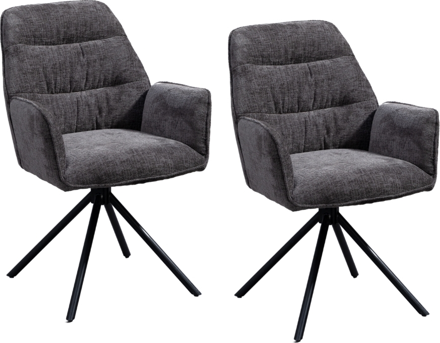 WOLF-Möbel SEBA Drehstuhl Basa 180° anthrazit - mit Rückstellfunktion, 2er SET 1845-TRE16