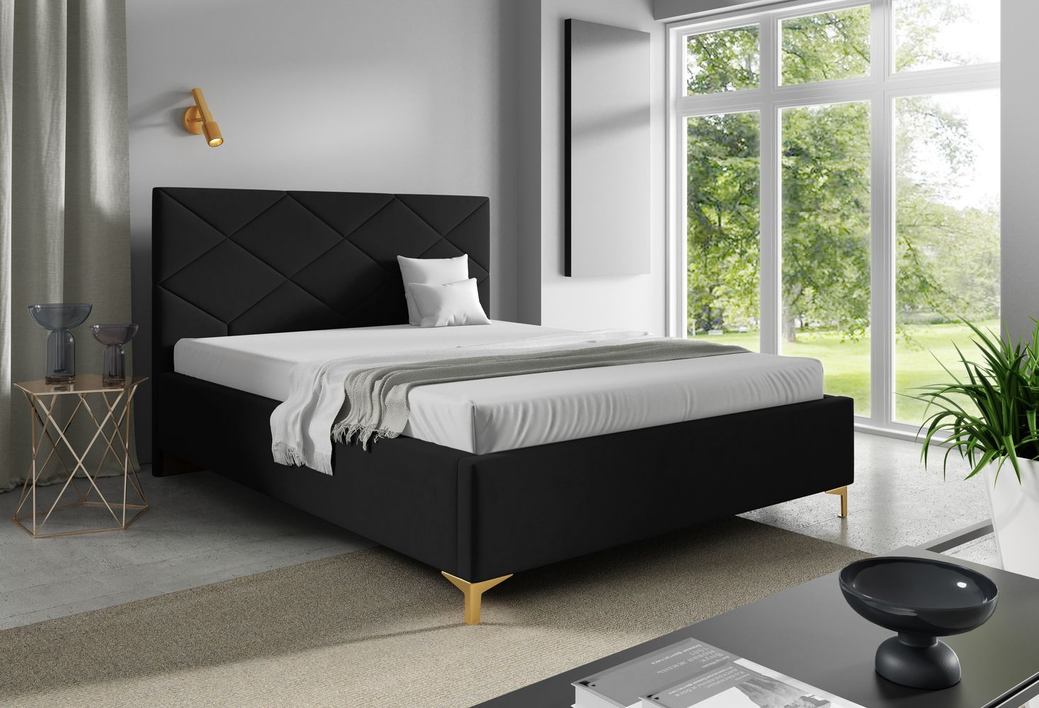 Čalúnená posteľ 120x200 ODETA 3 - čierna