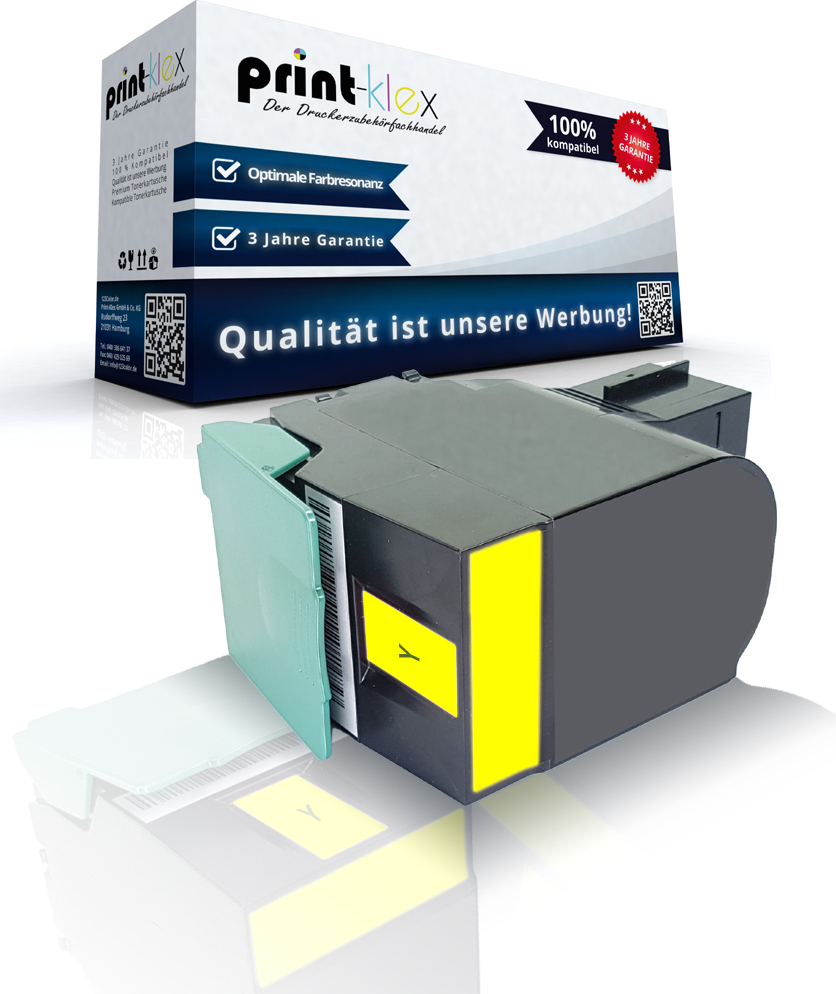 Print-Klex GmbH & Co.KG kompatible Tonerkartusche Yellow für Lexmark Optra C 540 N Optra C 543 DN Optra C 544 DN Optra C 544 DTN Optra C 544 DW Optra C 544 N Optra C 546 DTN 0C540H1YG - Office Quantum Serie AM-44LXC544A22