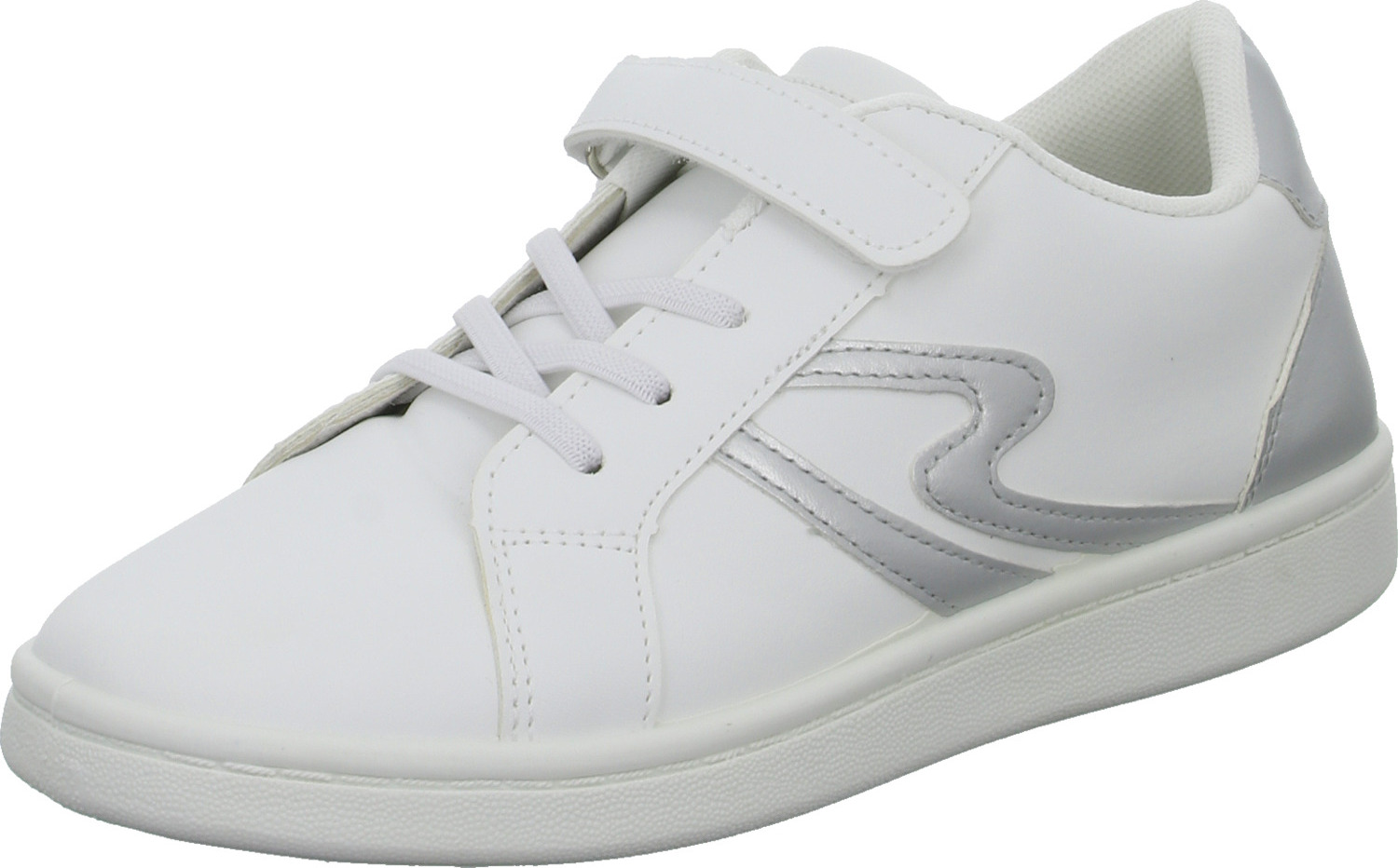 Sneakers Mädchen-Sneaker-Slipper-Klettschuh Weiß-Silber, Farbe:weiß, EU Größe:33 41.442.1.9.4.5-WS