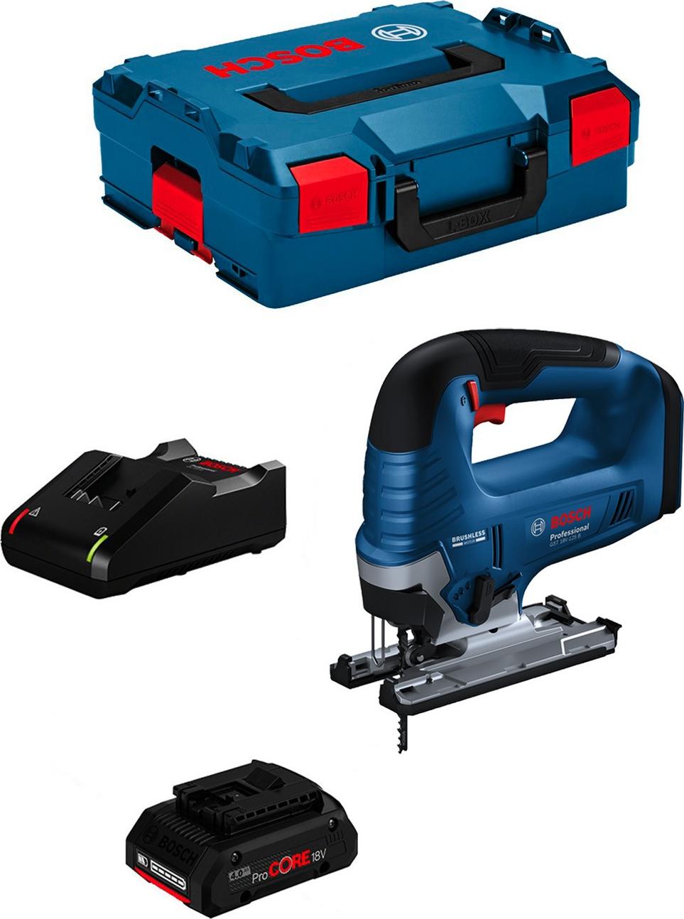 Stichsäge BOSCH GST 18V-125 B (1 x 4,0 Ah ProCORE + GAL18V-40 + L-Boxx 136)