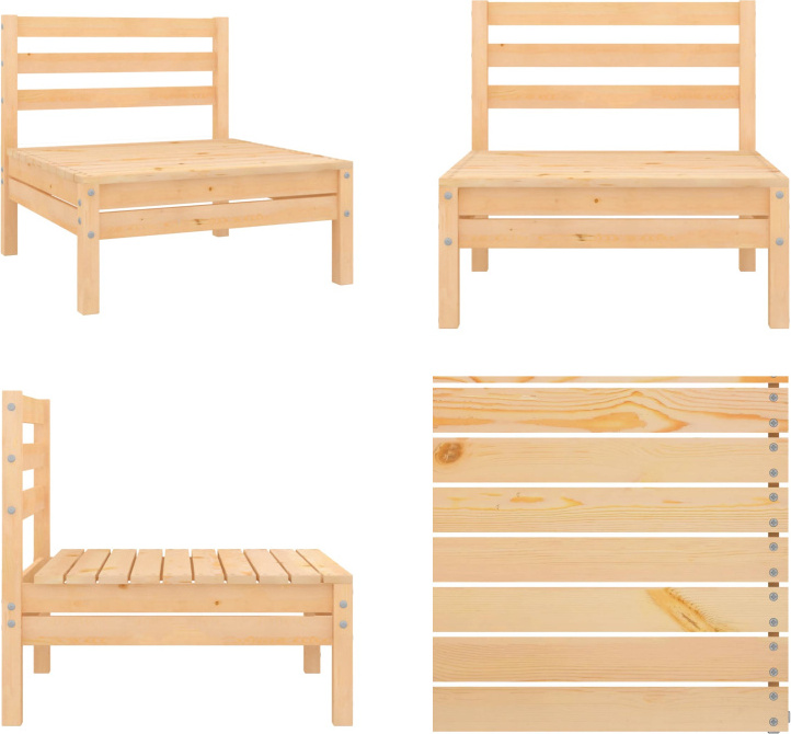 vidaXL Záhradná pohovka z borovicového masívu - Stredová pohovka - Stredové pohovky - Stredový diel pohovky - Stredové diely pohovky