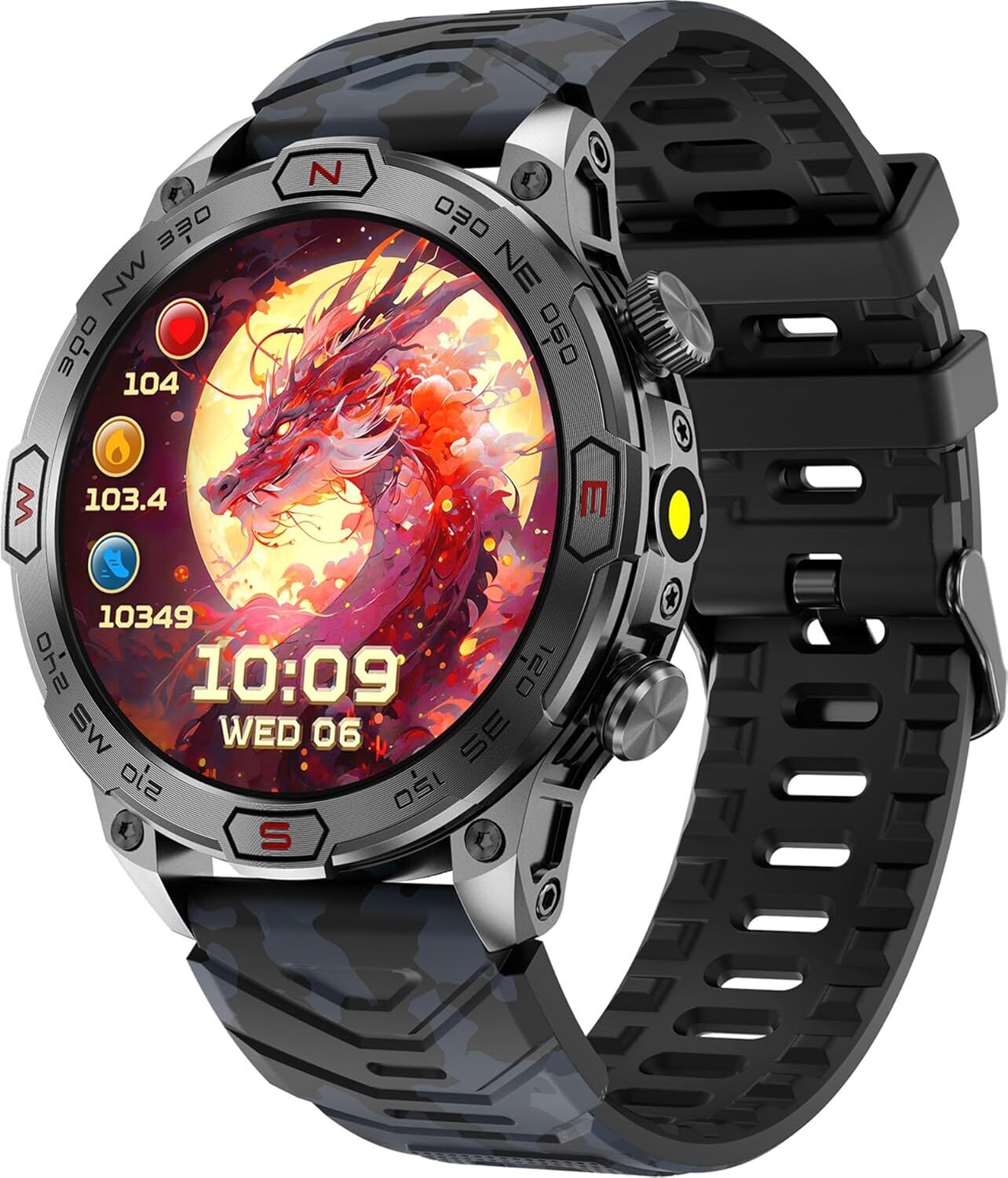 Pánske outdoorové inteligentné hodinky s funkciou telefónu 1,43-palcový dotykový displej AMOLED, fitnes hodinky s meraním krvného tlaku, monitor srdcového tepu, kompas, výškomer, barometer