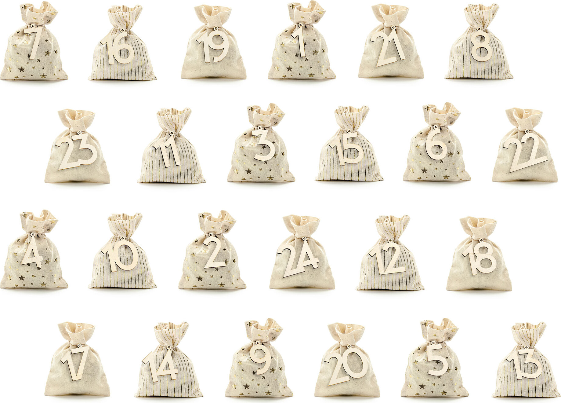 Partydeco Adventskalender Säckchen, 24 teilig 516-18