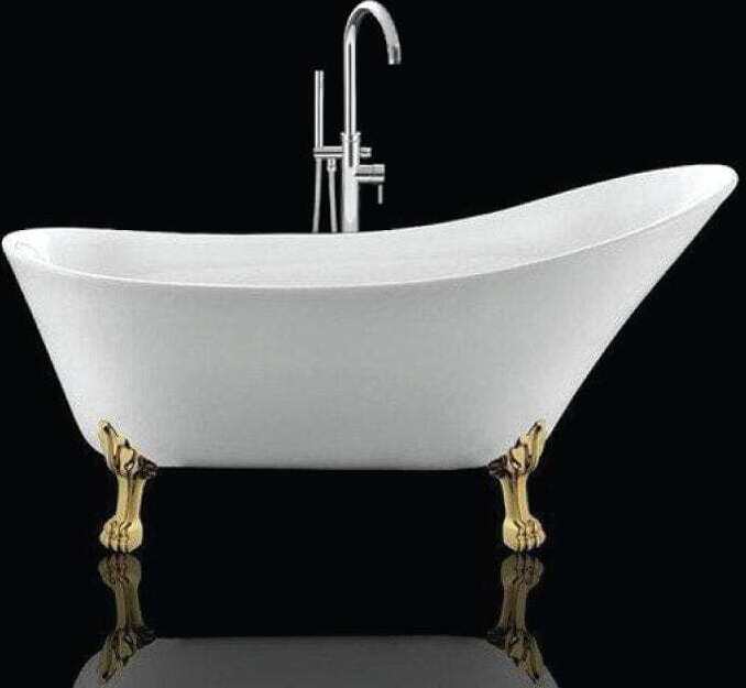 ROGIER & MOTHES Freistehende Badewanne mit Füßen BALMAIN Löwenfüße GOLD 161 cm