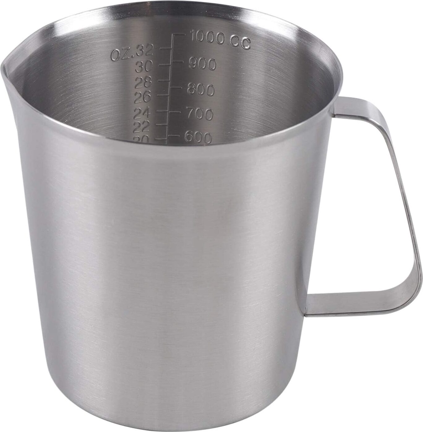 easybuy 1L Messbecher Edelstahl Küche Messbehälter Meßkanne mit Griff Backwerkzeug mit 2 Markierung mit Waage Kessel Backwerkzeug für Milch, Kaffee, Cocktailgetränke 566963565665