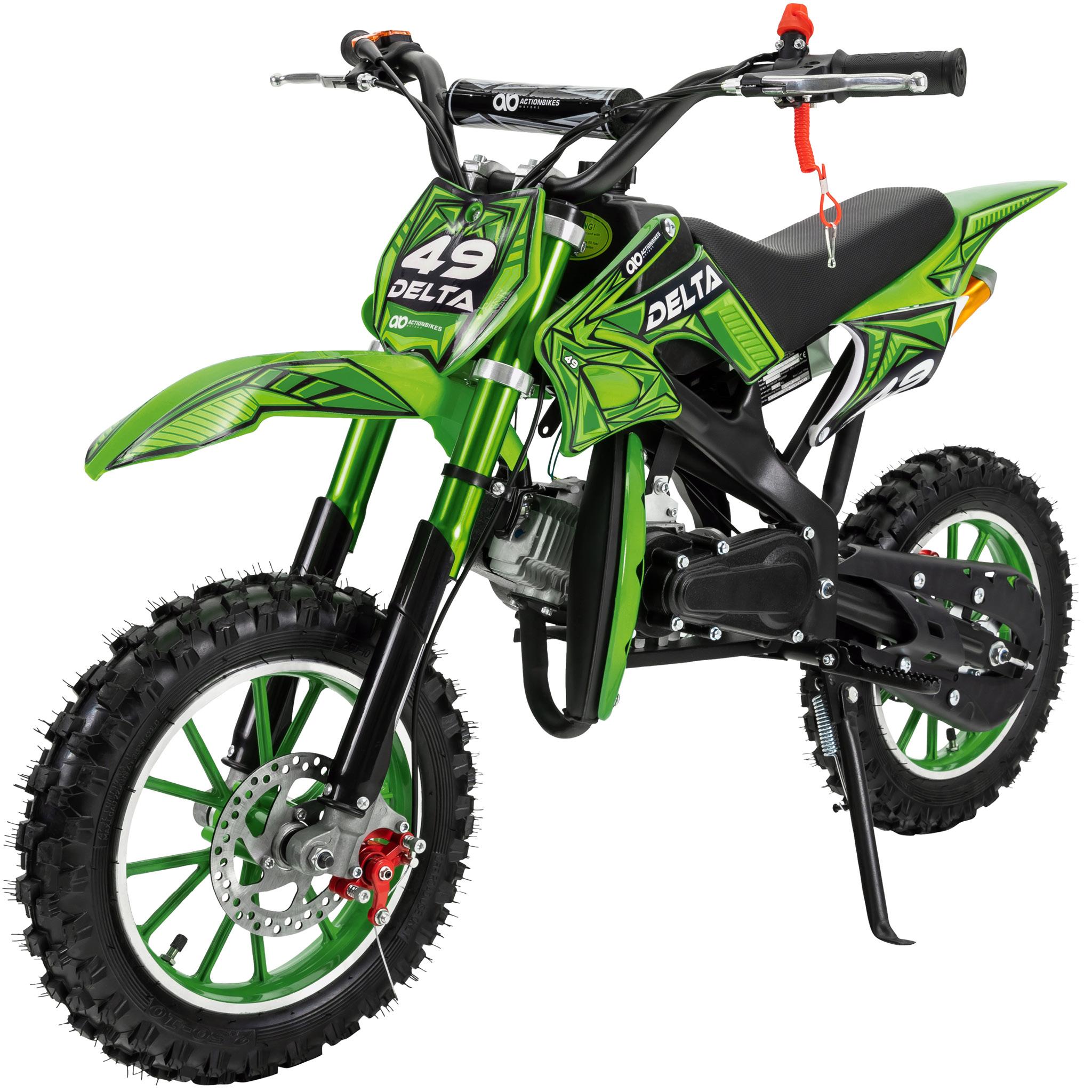 Actionbikes Motors Jugend Mini Crossbike Delta 49ccm | 2 Takt - Bis zu 40 km/h - Motorcrossbike - Pocketbike - Cross Bike - Ab 14 Jahren (Grün) PR0001387-06
