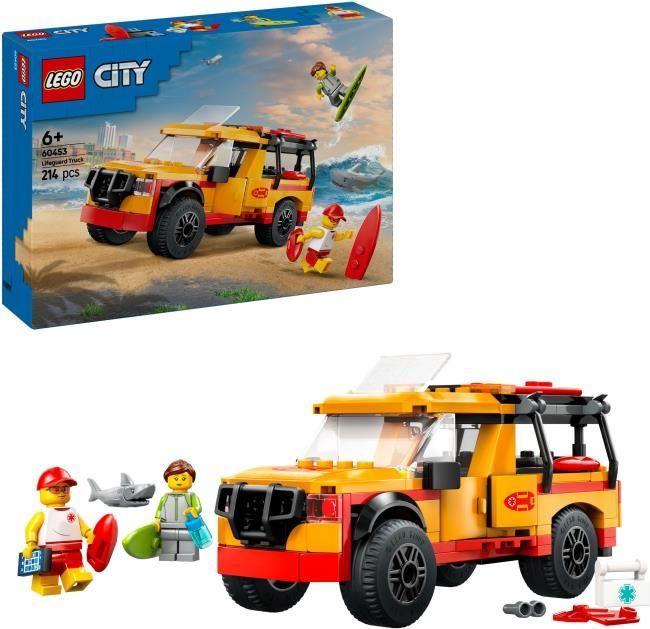 LEGO City Strand Rettungsfahrzeug, Rettungs Spielzeug mit Hai, 6+ Jahre, 60453